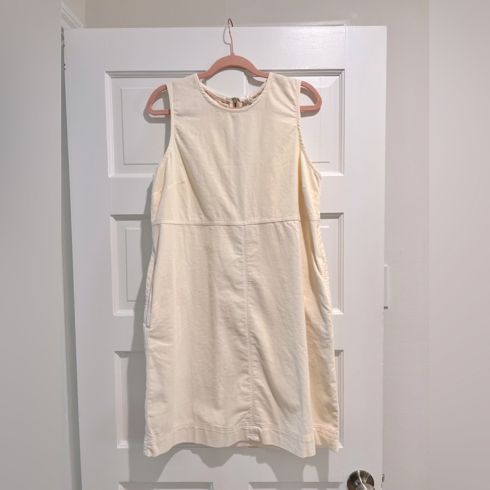 Boden Cream colored pinafore corduroy mini dress